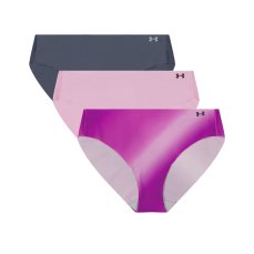 Pure Stretch No Show Novelty Bikiny 3 Pack | Vivid Magenta Diagonal/Pink Dawn/Downpour Gray