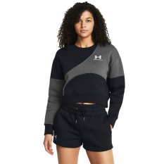 Essential Fleece Crop Crew | Black/Castlerock/White