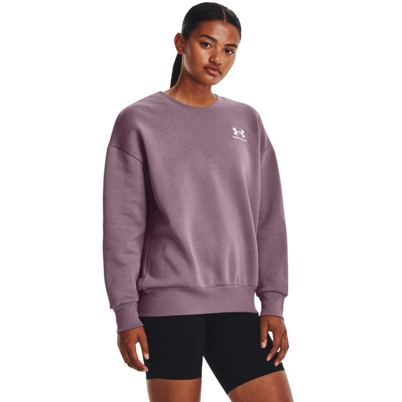 Essential Fleece Oversized Crew | Misty Purple/White