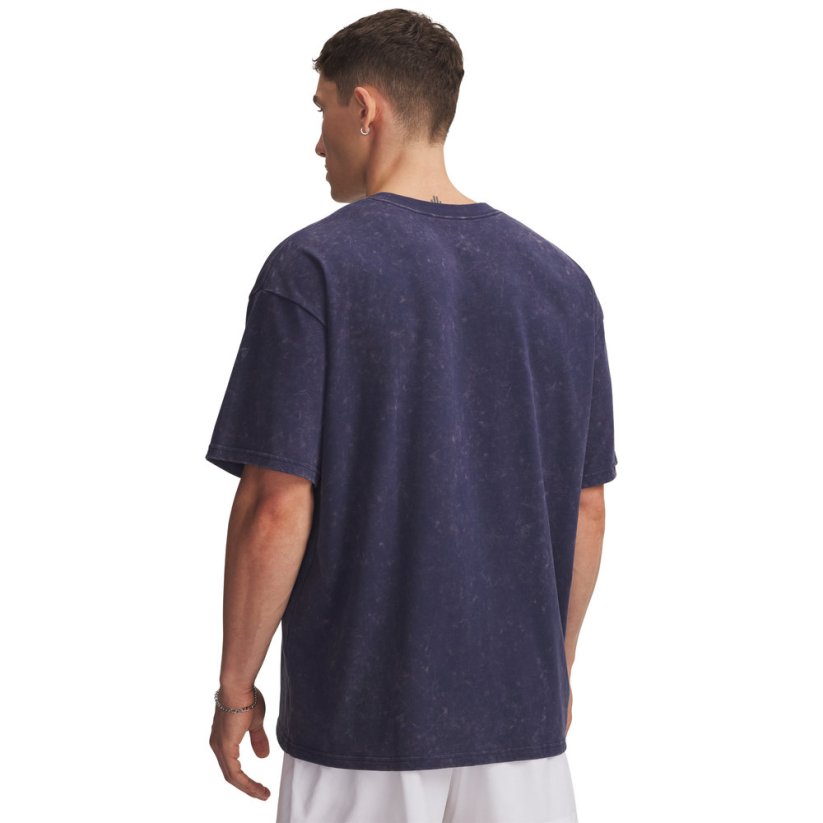 Men's Heavyweight Oversized Logo Wash SS | Washed Navy/White