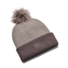 Halftime Ribbed Pom Beanie | Pewter/Ash Taupe/Metallic Champagne Gold
