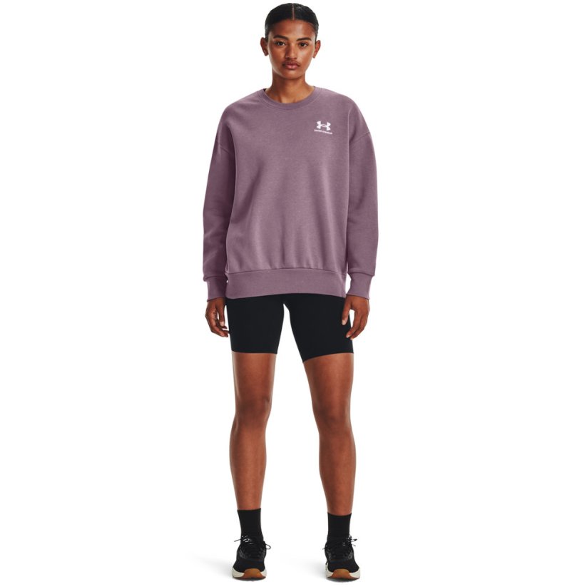 Essential Fleece Oversized Crew | Misty Purple/White