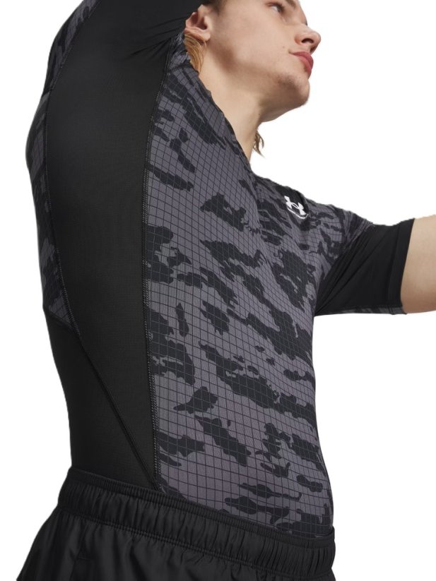 HeatGear® Printed SS | Black/Castlerock/White