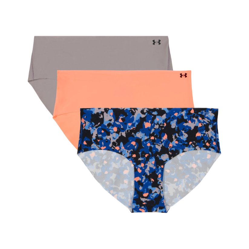 Pure Stretch Printed No Show Novelty Hipster 3 Pack | Tech Blue Field Camo/Flare Orange/Tetra Gray