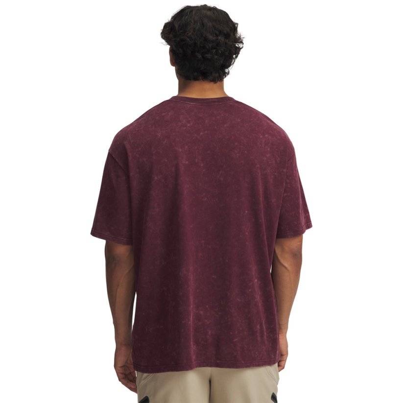 Men's Heavyweight Oversized Logo Wash SS | Dark Maroon/White
