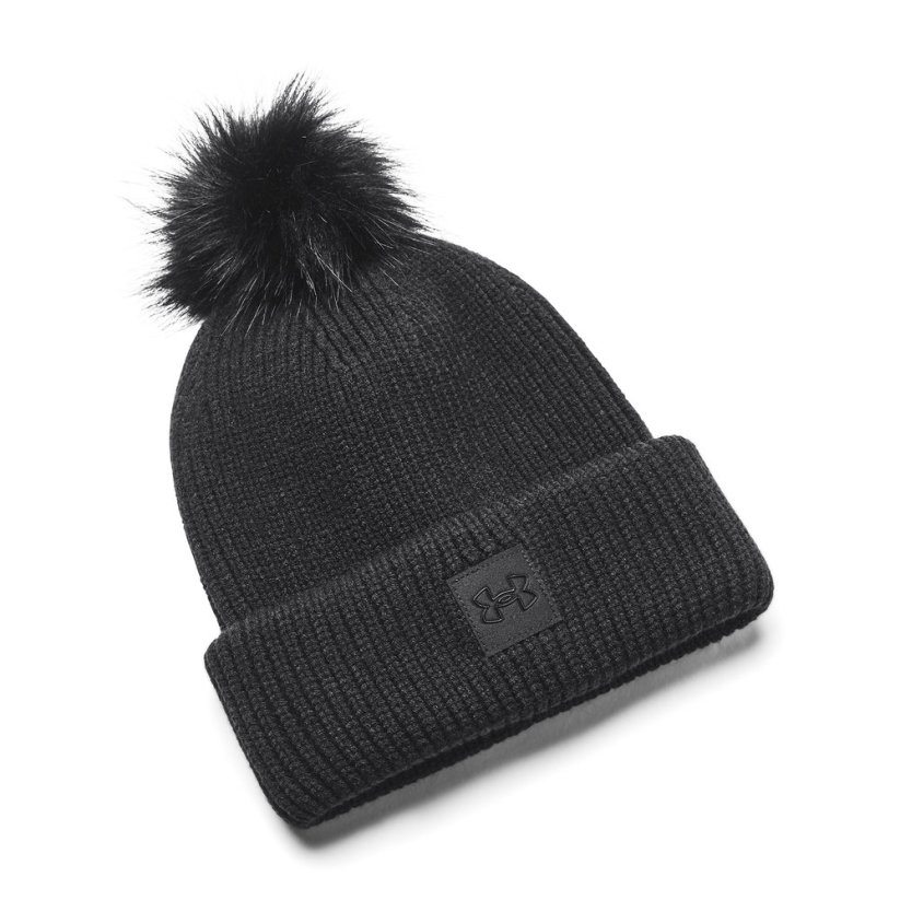 Halftime Ribbed Pom Beanie | Black/Black/Black