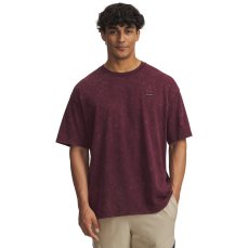Men's Heavyweight Oversized Logo Wash SS | Dark Maroon/White
