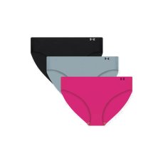Pure Stretch No Show Bikiny Solid 3 Pack | Rebel Pink/Harbor Blue/Black