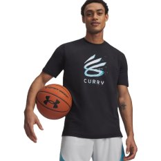Curry Splash Wordmark Tee | Black/Fresco Blue
