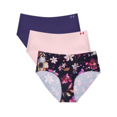 Pure Stretch No Show Hipster Printed 3 Pack | Black/Pink Dusk/Mystical Purple
