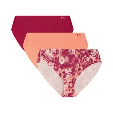 Pure Stretch No Show Bikini Printed 3 Pack | Claret/Posh Pink/Claret