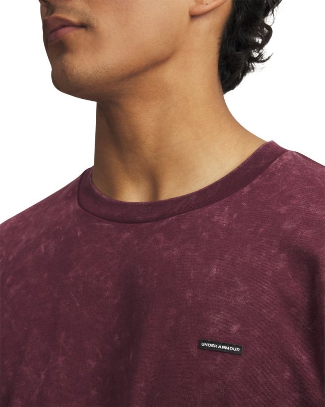 Men's Heavyweight Oversized Logo Wash SS | Dark Maroon/White